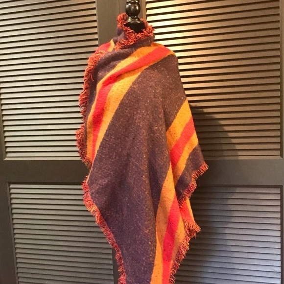 Collection Eighteen Color Blocked Wrap, Unique Shape & Colors, Fringed - Picture 2 of 14